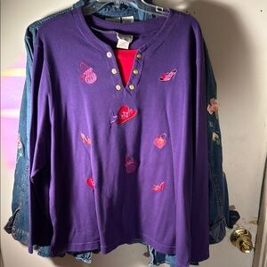 BonWorth Purple Red Ladybug Sweatshirt